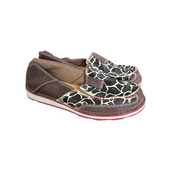 Ariat Cruiser Slip On Shoes Cow Animal Print Brown Womens 7 Western Southwestern - Picture 1 of 7